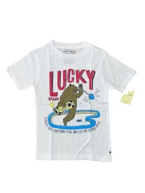 NWT Lucky Brand Boys' White W/Skaters Rule Graphic T-Shirt